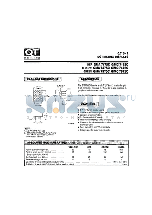 GMA7475C datasheet - 0.7 5X7 DOT MATRIX DISPLAYS