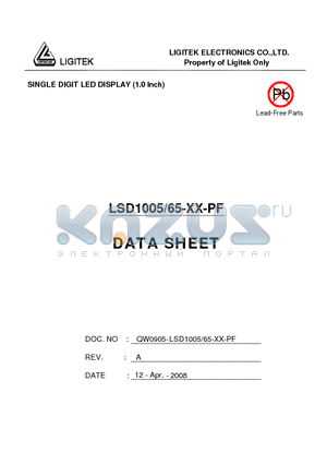 LSD1005-65-XX-PF datasheet - SINGLE DIGIT LED DISPLAY (1.0 Inch)