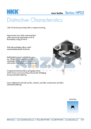 HP0215AFKP2-S datasheet - 6mm Tactiles