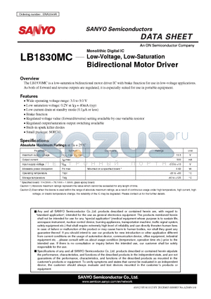 LB1830MC datasheet - Bidirectional Motor Driver