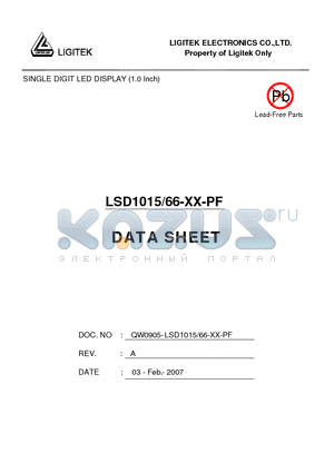 LSD1015-66-XX-PF datasheet - SINGLE DIGIT LED DISPLAY (1.0 Inch)