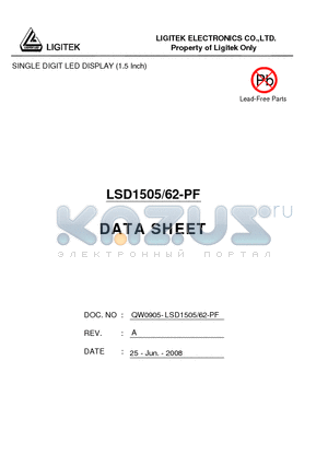 LSD1505-62-PF datasheet - SINGLE DIGIT LED DISPLAY (1.5 Inch)