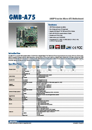 GMB-A75 datasheet - AMD^ R-series Micro-ATX Motherboard