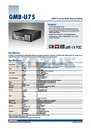 GMB-U75 datasheet - AMD^ R-series Multi-display System