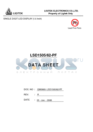 LSD1505/62-PF datasheet - SINGLE DIGIT LED DISPLAY (1.5 Inch)