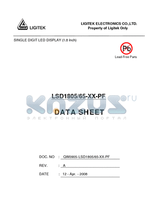 LSD1805-65-XX-PF datasheet - SINGLE DIGIT LED DISPLAY (1.8 Inch)