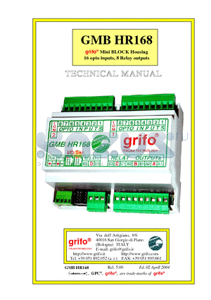 GMBHR168 datasheet - Mini BLOCK Housing 16 opto inputs, 8 Relay outputs