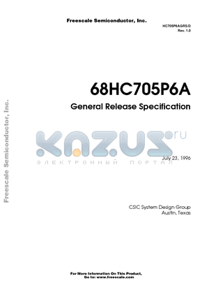 MC68HC705P6ACP datasheet - General Release Specification