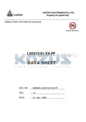 LSD215-61-XX-PF datasheet - SINGLE DIGIT LED DISPLAY (0.28 Inch)