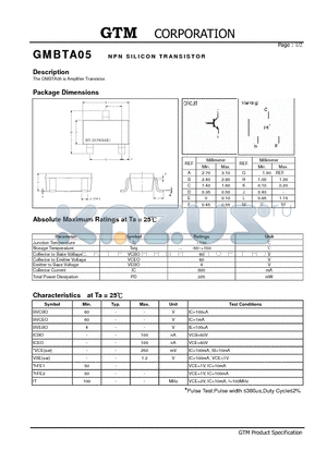 GMBTA05 datasheet - NPN SILICON TRANSISTOR