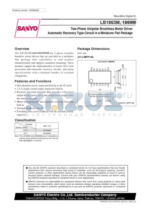 LB1863M_09 datasheet - Two-Phase Unipolar Brushless Motor Driver Automatic Recovery Type Circuit in a Miniature Flat Package