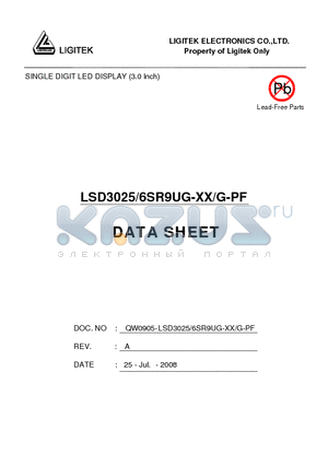 LSD3025/6SR9UG-XX/G-PF datasheet - SINGLE DIGIT LED DISPLAY (3.0 Inch)