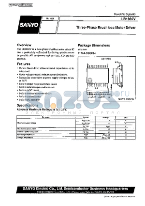 LB1882V datasheet - Three-Phase Brushless Motor Driver