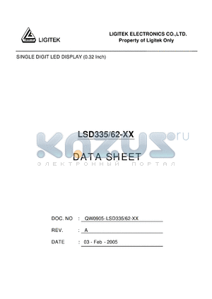 LSD335-62-XX datasheet - SINGLE DIGIT LED DISPLAY (0.32 Inch)