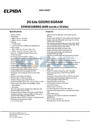 EDW2032BBBG-50-F datasheet - 2G bits GDDR5 SGRAM