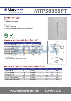 MTPS8065PT datasheet - Narrow Beam Angle