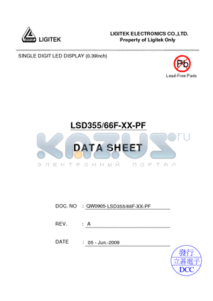 LSD355-66F-XX-PF datasheet - SINGLE DIGIT LED DISPLAY (0.39Inch)