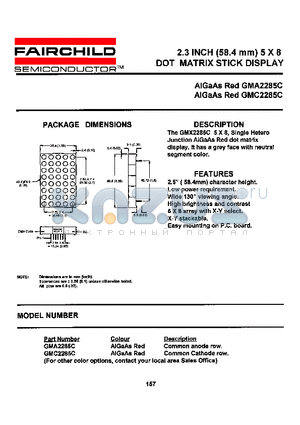 GMC2285C datasheet - 2.3 INCH (58.4 mm) 5 X 8 DOT MATRIX STICK DISPLAY