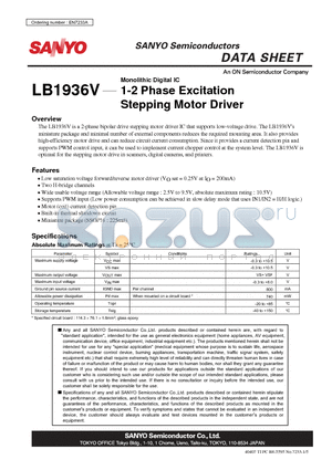LB1936V datasheet - 1-2 Phase Excitation Stepping Motor Driver