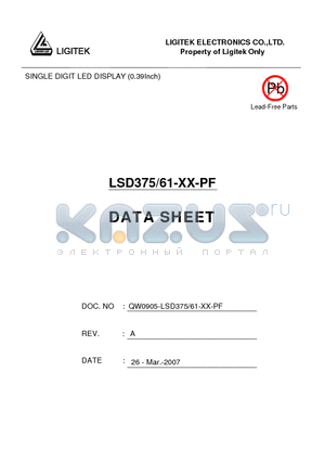 LSD375-61-XX-PF datasheet - SINGLE DIGIT LED DISPLAY (0.39Inch)