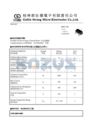 GMC6802 datasheet - Suitable for Driver Stage of Small Motor Complementary to GMA6801