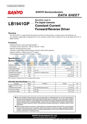 LB1941GP datasheet - For Digital Cameras Constant Current Forward/Reverse Driver