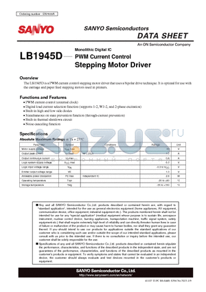 LB1945D datasheet - PWM Current Control Stepping Motor Driver