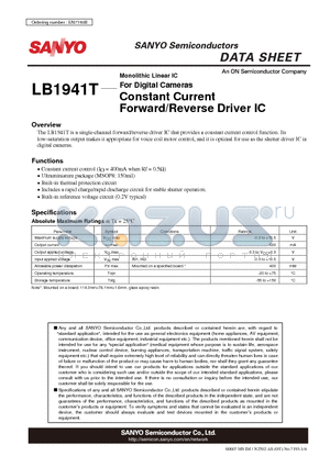LB1941T datasheet - For Digital Cameras Constant Current Forward/Reverse Driver IC