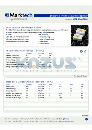 MTPS8085MC datasheet - Peak Emission Wavelength: 855nm