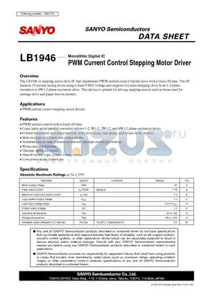 LB1946 datasheet - PWM Current Control Stepping Motor Driver