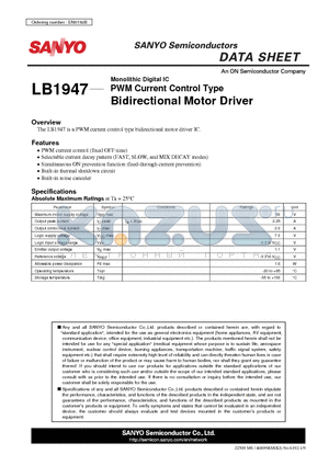 LB1947 datasheet - PWM Current Control Type Bidirectional Motor Driver