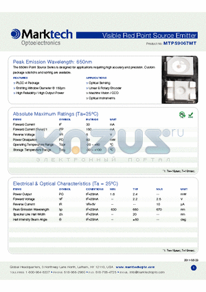 MTPS9067MT datasheet - Peak Emission Wavelength: 650nm