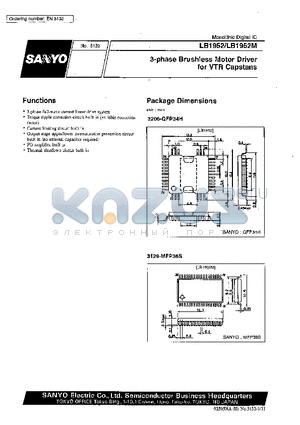LB1952 datasheet - 3-Phase Brushless Motor Driver for VCR Capstans
