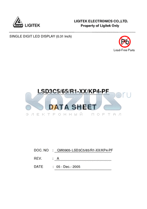 LSD3C5-65-R1-XX-KP4-PF datasheet - SINGLE DIGIT LED DISPLAY (0.31 Inch)