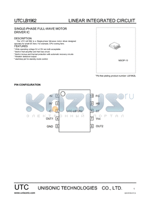 LB1962 datasheet - LINEAR INTEGRATED CIRCUIT