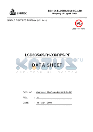 LSD3C5-65-R1-XX-RP5-PF datasheet - SINGLE DIGIT LED DISPLAY (0.31 Inch)