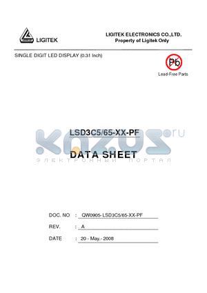 LSD3C5-65-XX-PF datasheet - SINGLE DIGIT LED DISPLAY (0.31 Inch)