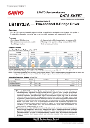 LB1973JA datasheet - Monolithic Digital IC Two-channel H-Bridge Driver