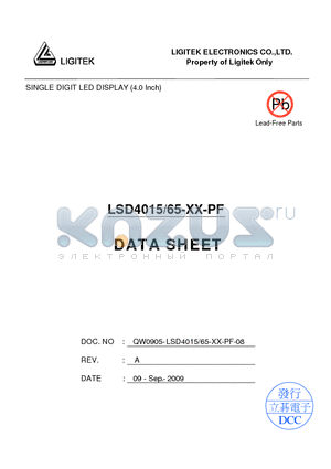 LSD4015/65-XX-PF datasheet - SINGLE DIGIT LED DISPLAY (4.0 Inch)