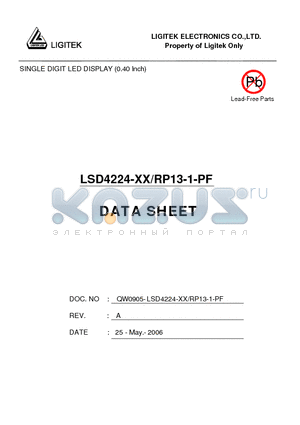 LSD4224-XX-RP13-1-PF datasheet - SINGLE DIGIT LED DISPLAY (0.40 Inch)