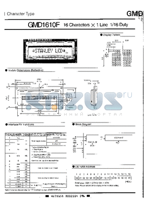 GMD1610F datasheet - 16 CHARACTERS X 1 LINE 1/16 DUTY