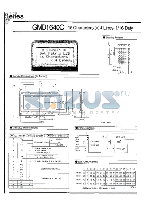 GMD1640C datasheet - 16 CHARACTERS X 4 LINES 1/16 DUTY