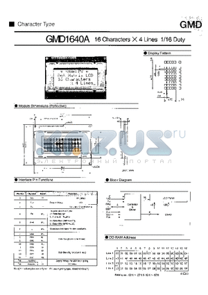 GMD1640A datasheet - 16 CHARACTERS X 4 LINES 1/16 DUTY