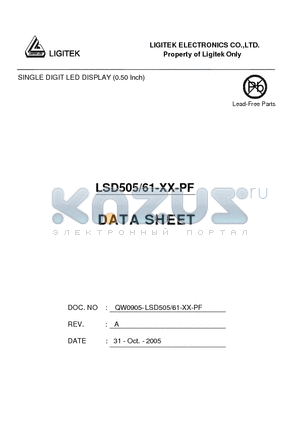 LSD505/61-XX-PF datasheet - SINGLE DIGIT LED DISPLAY (0.50 Inch)