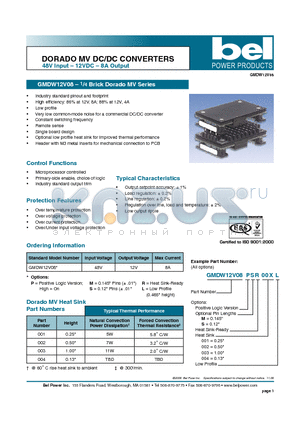 GMDW12V08PMRT003 datasheet - DORADO MV DC/DC CONVERTERS