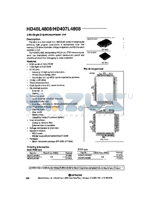 HD407L4808 datasheet - 4-BIT SINGLE CHIP MICROCOMPUTER UNIT