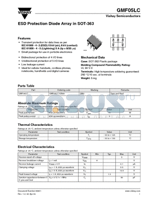 GMF05LC datasheet - ESD Protection Diode Array in SOT-363