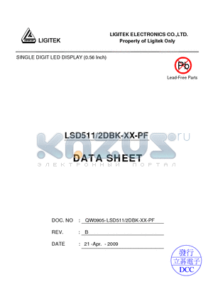 LSD511-2DBK-XX-PF datasheet - SINGLE DIGIT LED DISPLAY (0.56 Inch)