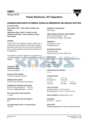 GMKP datasheet - POWER ELECTRONIC, DC CAPACITORS