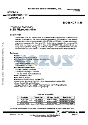 MC68HC711J6FS datasheet - 8-Bit Microcontroller